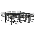 9-tlg. Garten-Essgruppe mit Kissen Schwarz Poly Rattan