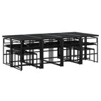 13-tlg. Garten-Essgruppe mit Kissen Schwarz Poly Rattan
