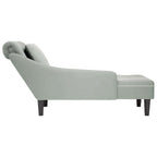 Chaiselongue mit Kissen und Rechter Armlehne Hellgrau Samt