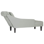 Chaiselongue mit Kissen und Rechter Armlehne Hellgrau Samt