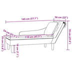 Chaiselongue mit Kissen und Rechter Armlehne Hellgrau Samt