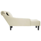 Chaiselongue mit Kissen und Rechter Armlehne Creme Samt