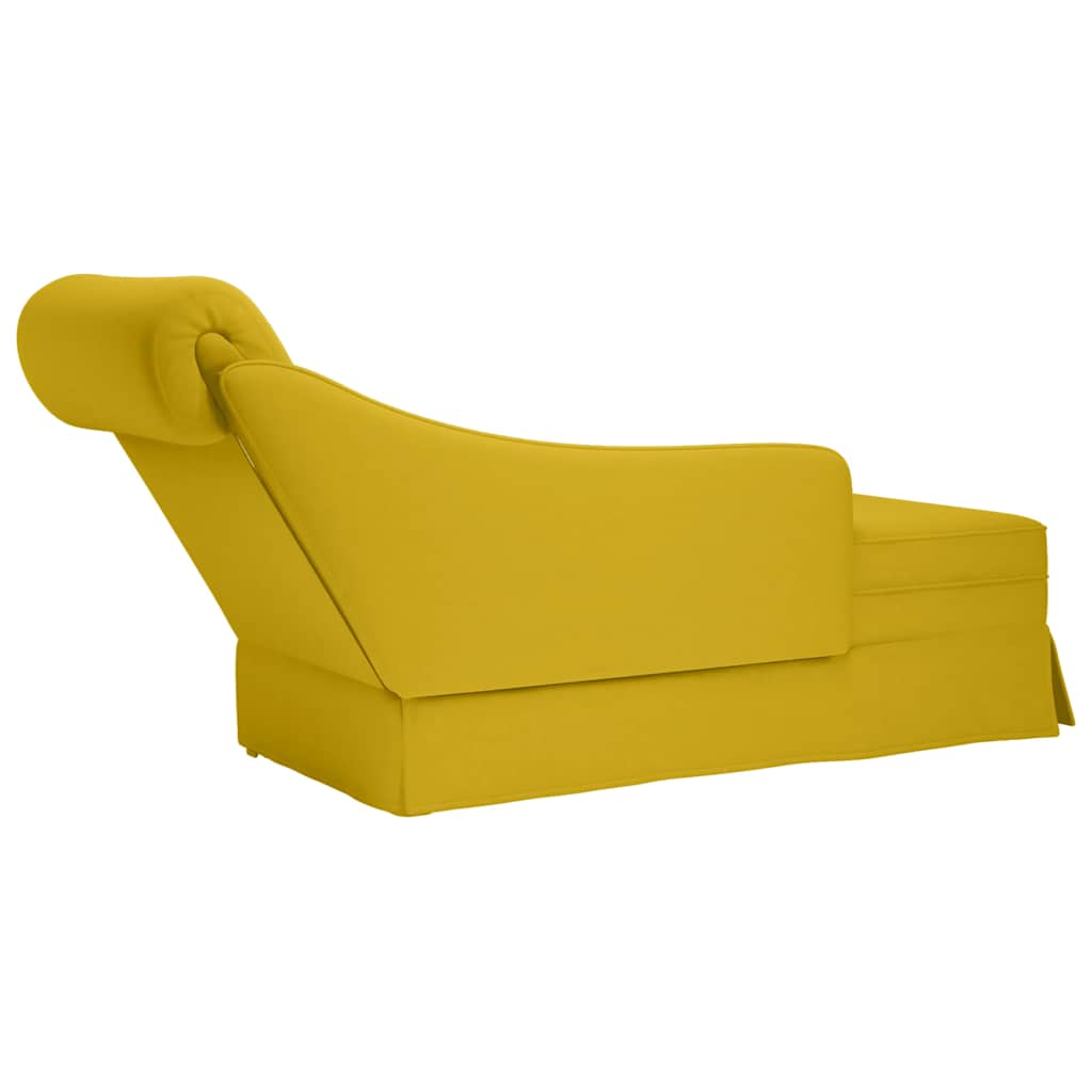 Chaiselongue mit Nackenrolle und Rechter Armlehne Gelb Samt