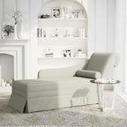 Chaiselongue mit Nackenrolle und Rechter Armlehne Creme Samt