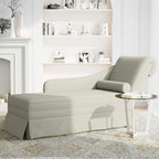Chaiselongue mit Nackenrolle und Rechter Armlehne Creme Samt