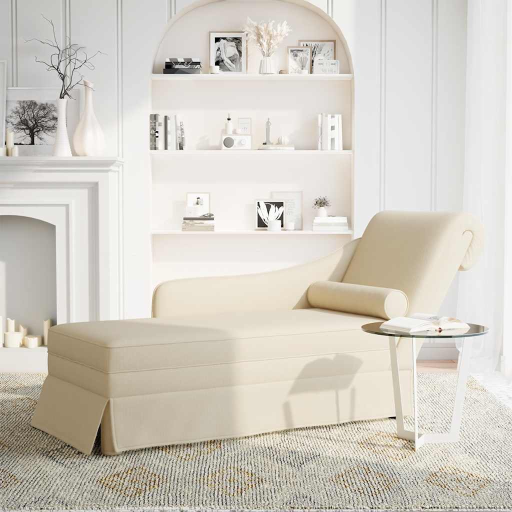 Chaiselongue mit Nackenrolle und Rechter Armlehne Leinen