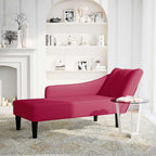 Chaiselongue mit Rechter Armlehne Weinrot Samt