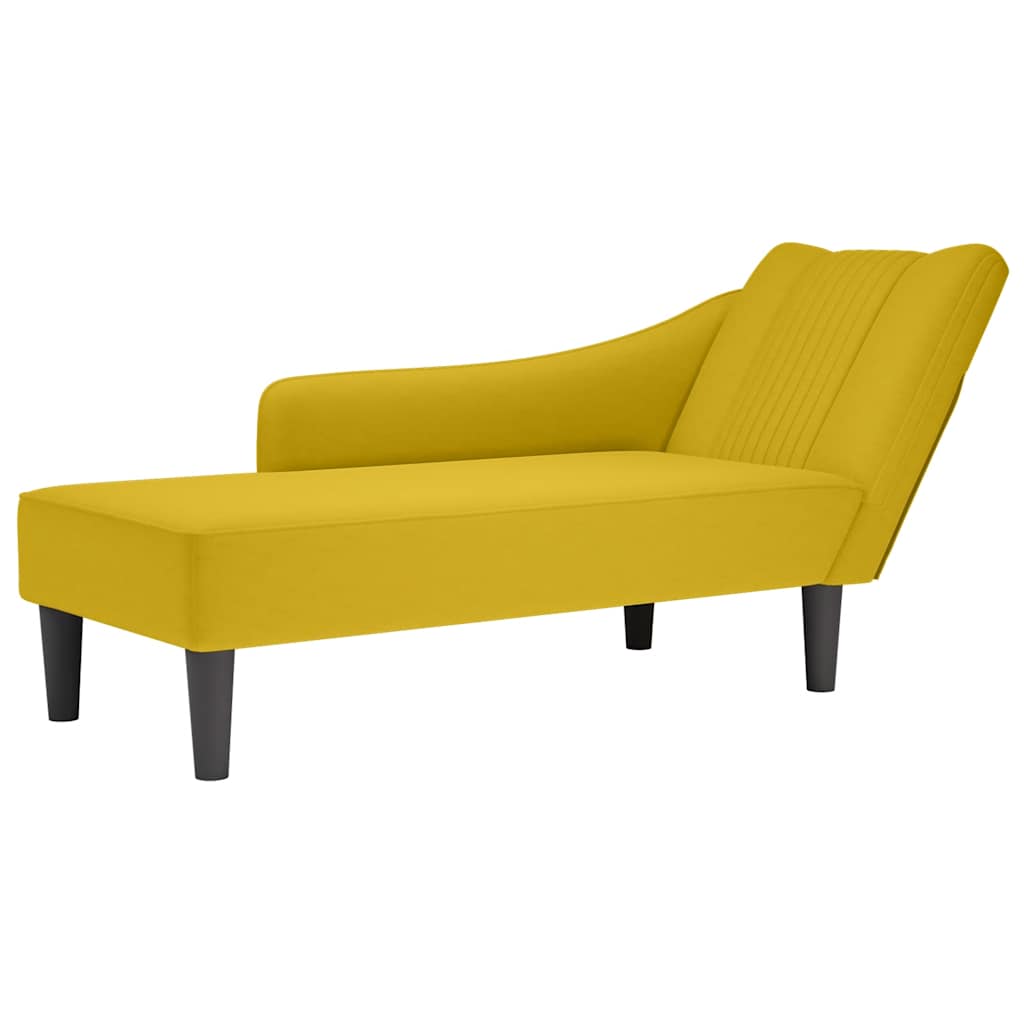 Chaiselongue mit Rechter Armlehne Gelb Samt