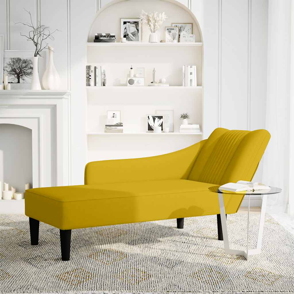 Chaiselongue mit Rechter Armlehne Gelb Samt