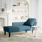 Chaiselongue mit Kissen und Rechter Armlehne Blau Samt