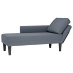 Chaiselongue mit Kissen und Rechter Armlehne Dunkelgrau Samt
