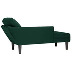 Chaiselongue mit Kissen und Rechter Armlehne Dunkelgrün Samt
