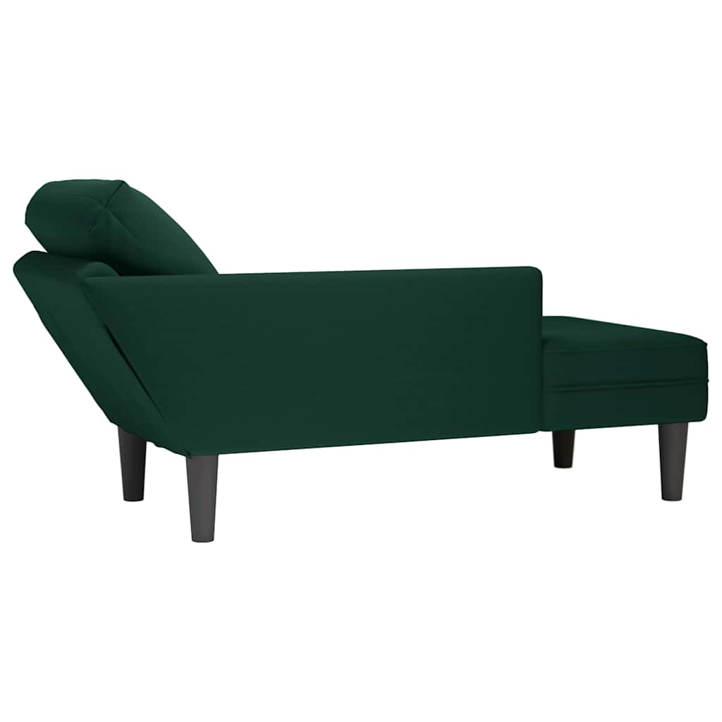 Chaiselongue mit Kissen und Rechter Armlehne Dunkelgrün Samt