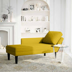 Chaiselongue mit Kissen und Rechter Armlehne Gelb Samt