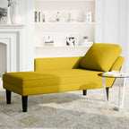Chaiselongue mit Kissen und Rechter Armlehne Gelb Samt