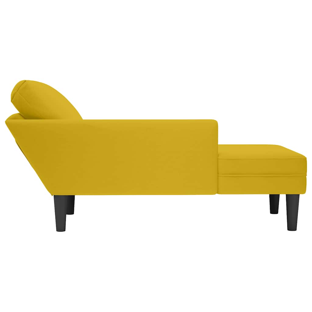 Chaiselongue mit Kissen und Rechter Armlehne Gelb Samt