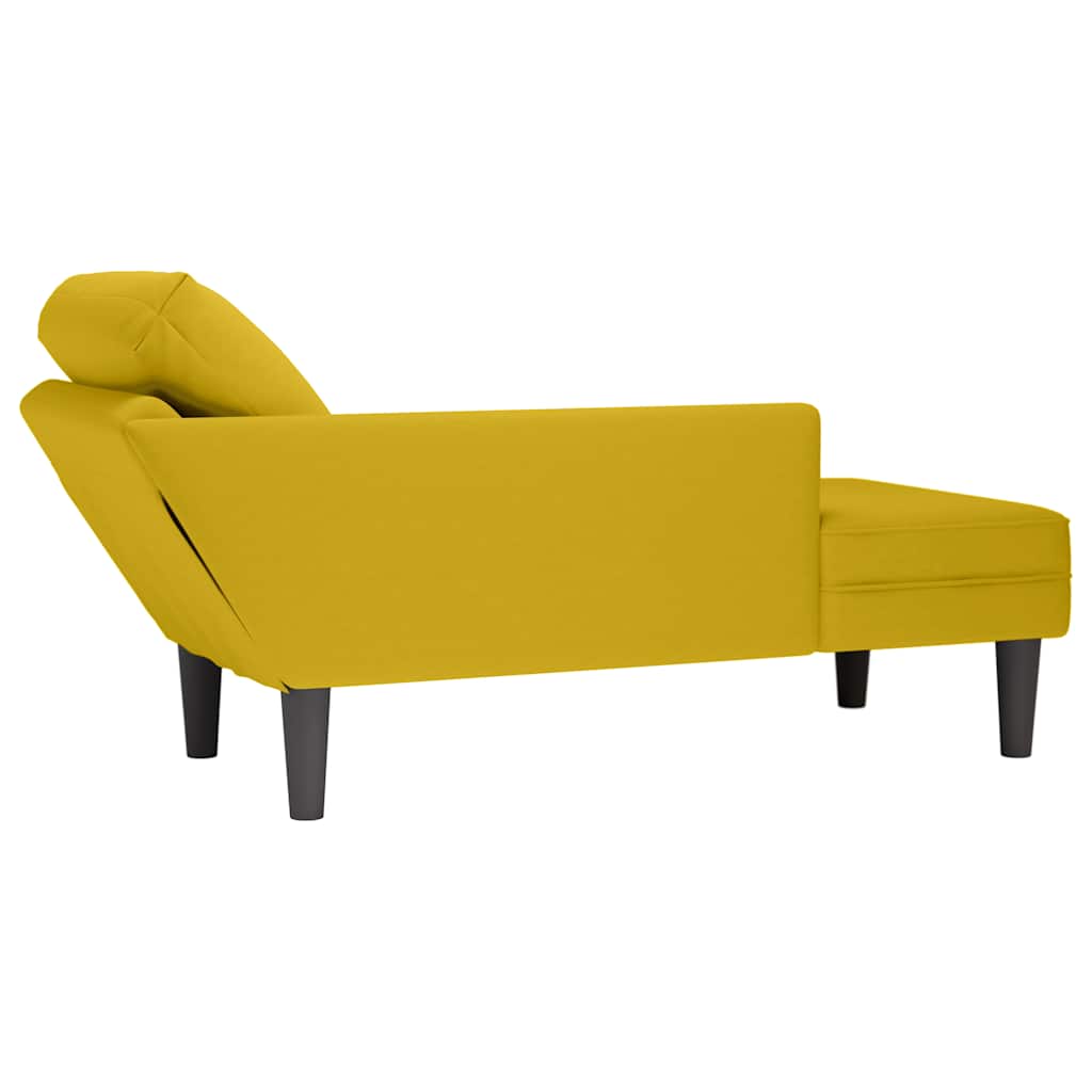 Chaiselongue mit Kissen und Rechter Armlehne Gelb Samt