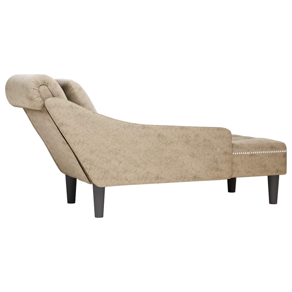 Chaiselongue mit Kissen Rechter Armlehne Hellgrau Kunstleder
