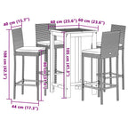 5-tlg. Gartenbar-Set Grau Massivholz Akazie und Poly Rattan