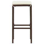 3-tlg. Gartenbar-Set Braun Massivholz Akazie und Poly Rattan