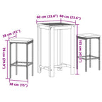 3-tlg. Gartenbar-Set Braun Massivholz Akazie und Poly Rattan
