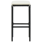 3-tlg. Gartenbar-Set Schwarz Massivholz Akazie und Poly Rattan