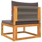 11-tlg. Gartensofa-Set mit Kissen Holz Akazie & Seil