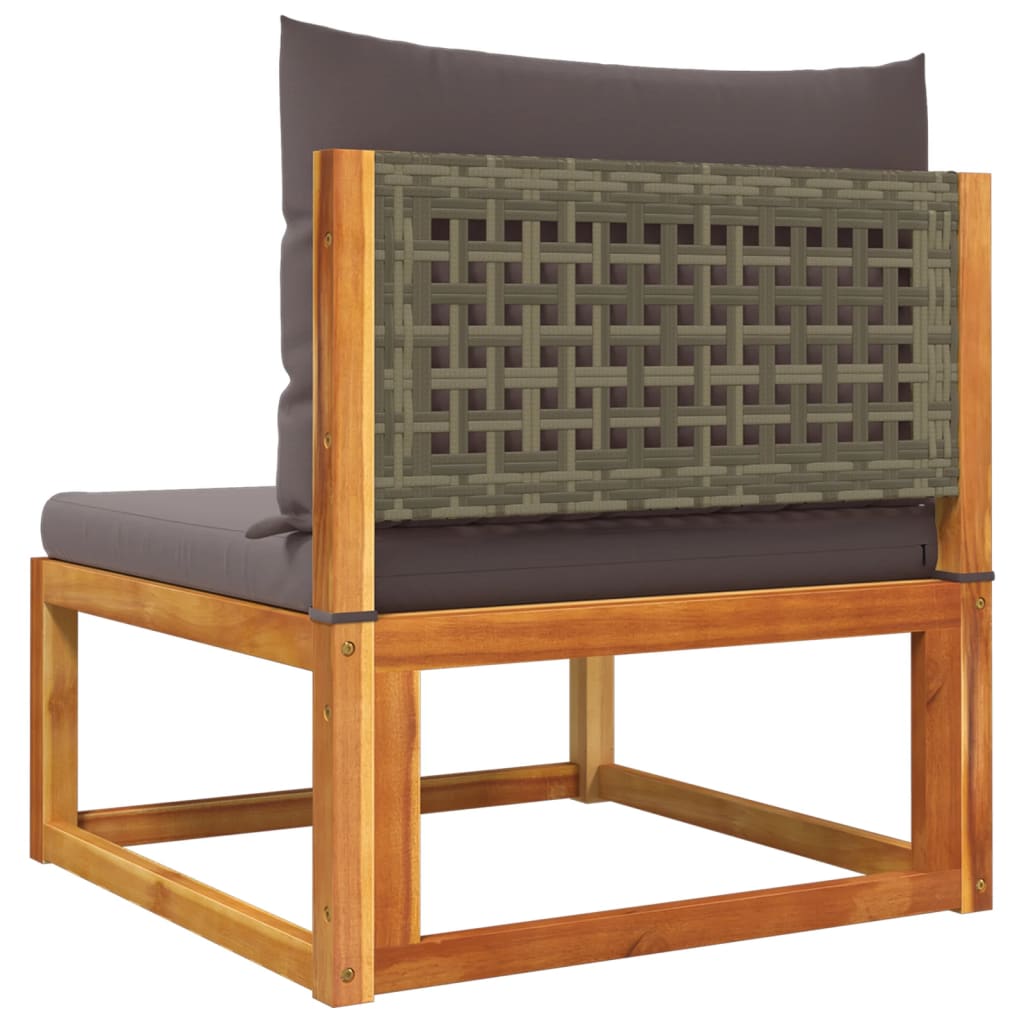 5-tlg. Gartensofa-Set mit Kissen Holz Akazie & Rattan