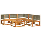 6-tlg. Gartensofa-Set mit Kissen Holz Akazie & Rattan