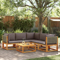 6-tlg. Gartensofa-Set mit Kissen Holz Akazie & Rattan