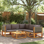 6-tlg. Gartensofa-Set mit Kissen Holz Akazie & Rattan