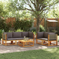 6-tlg. Gartensofa-Set mit Kissen Holz Akazie & Rattan