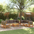 9-tlg. Gartensofa-Set mit Kissen Holz Akazie & Rattan