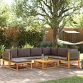 8-tlg. Gartensofa-Set mit Kissen Holz Akazie & Rattan