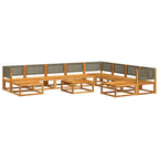 11-tlg. Gartensofa-Set mit Kissen Holz Akazie & Rattan