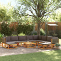 11-tlg. Gartensofa-Set mit Kissen Holz Akazie & Rattan