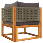 7-tlg. Gartensofa-Set mit Kissen Holz Akazie & Rattan