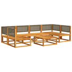 7-tlg. Gartensofa-Set mit Kissen Holz Akazie & Rattan