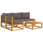 5-tlg. Gartensofa-Set mit Kissen Holz Akazie & Rattan
