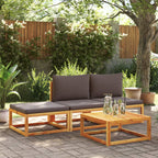 4-tlg. Gartensofa-Set mit Kissen Holz Akazie & Rattan
