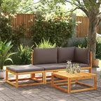 3-tlg. Gartensofa-Set mit Kissen Holz Akazie & Rattan