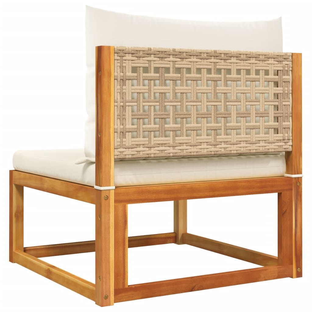 4-tlg. Gartensofa-Set mit Kissen Holz Akazie & Rattan