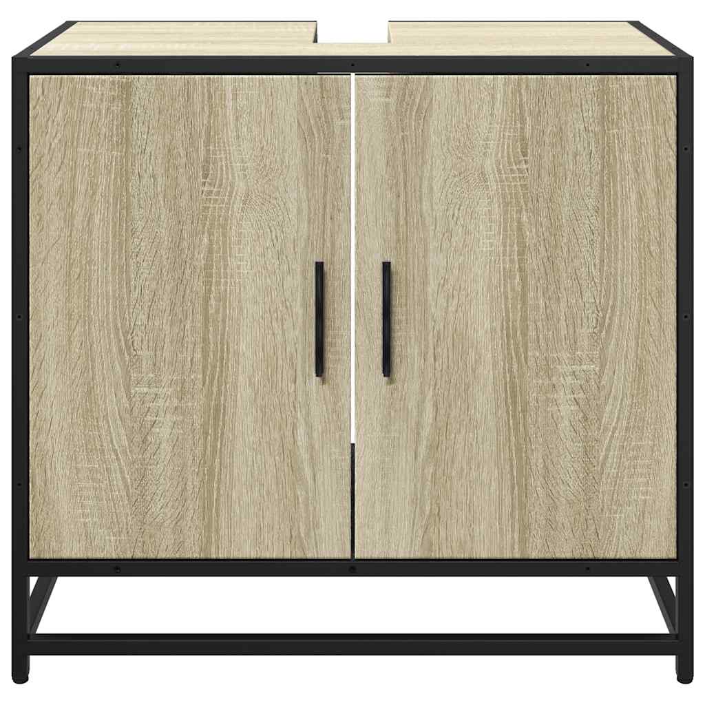 Badezimmer-Waschbeckenschrank Sonoma-Eiche 65 x 33 x 60 cm Holzwerkstoff