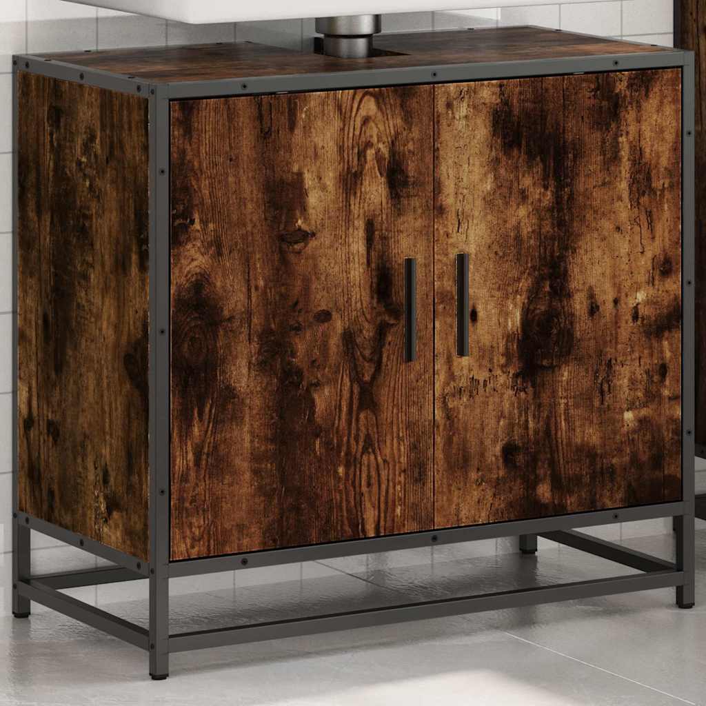 Waschbeckenunterschrank Räuchereiche 65x33x60 cm Holzwerkstoff