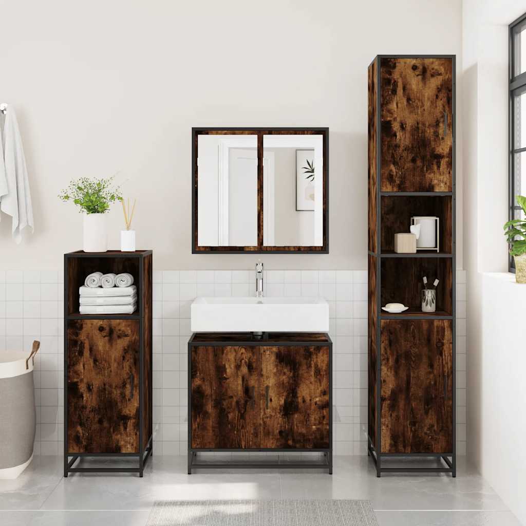 Waschbeckenunterschrank Räuchereiche 65x33x60 cm Holzwerkstoff