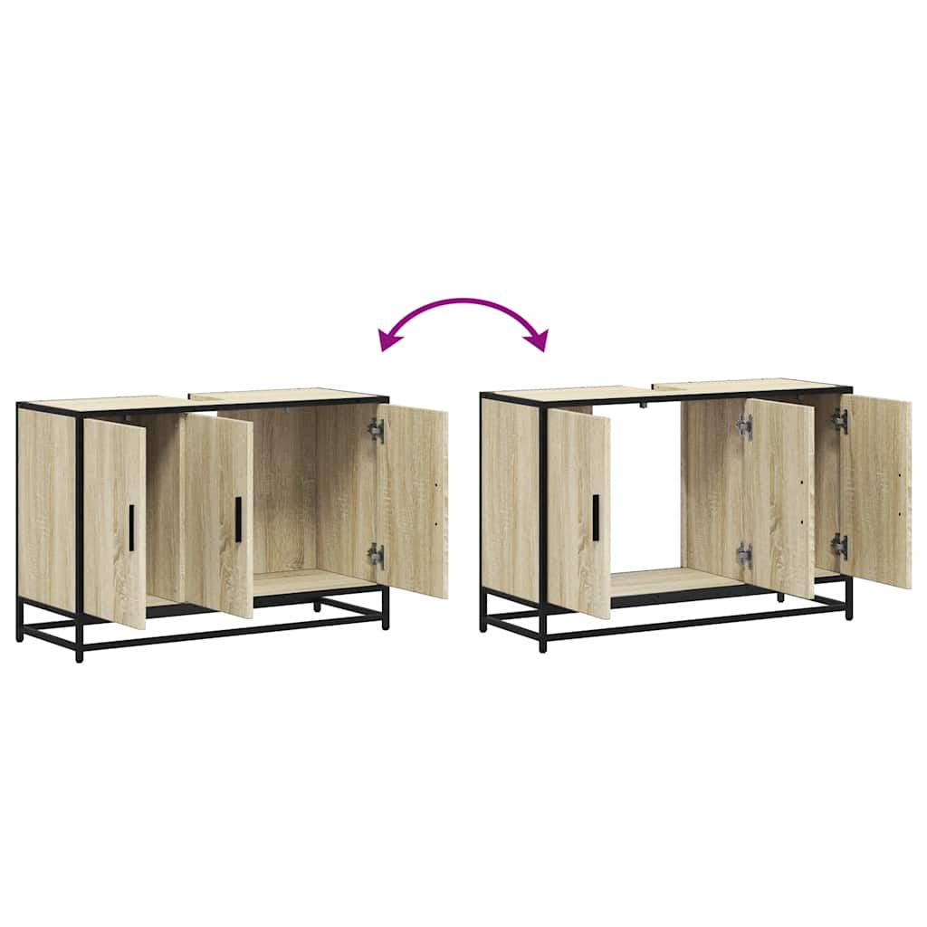 Badezimmer-Waschbeckenschrank Sonoma-Eiche 90 x 33 x 60 cm Holzwerkstoff