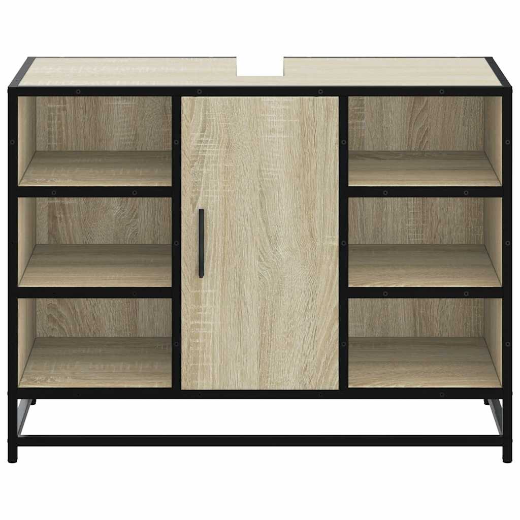 Badezimmer-Waschbeckenschrank Sonoma-Eiche 80 x 33 x 60 cm Holzwerkstoff