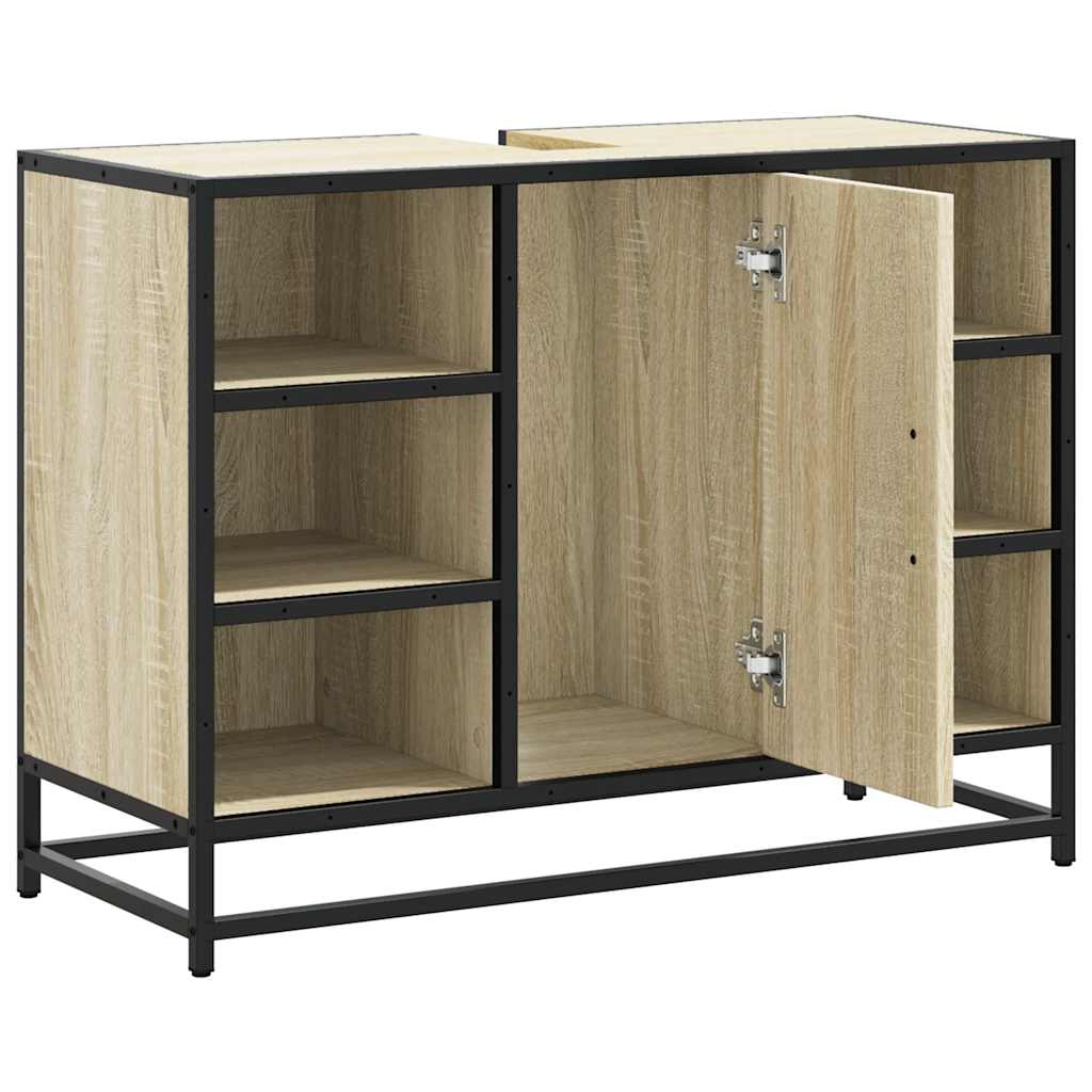 Badezimmer-Waschbeckenschrank Sonoma-Eiche 80 x 33 x 60 cm Holzwerkstoff