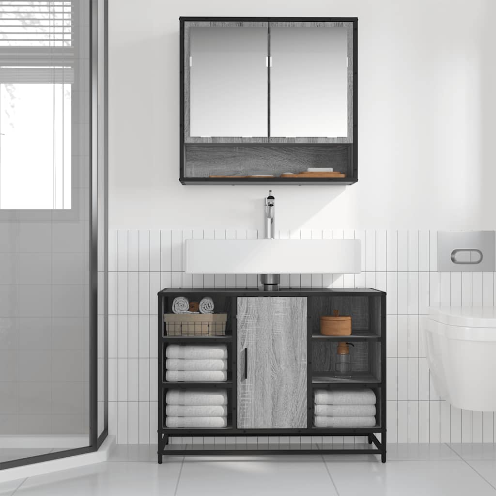 Waschbeckenunterschrank Grau Sonoma 80x33x60 cm Holzwerkstoff