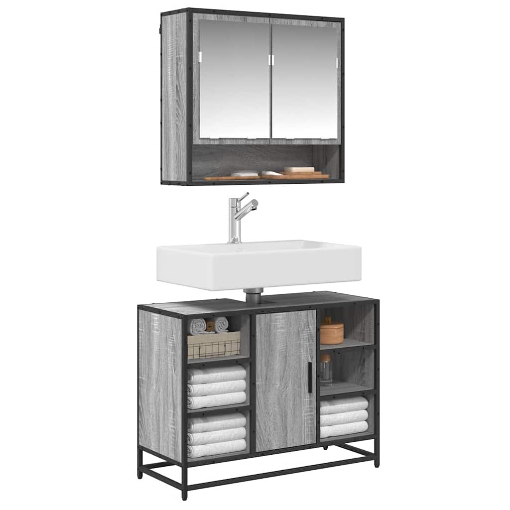 Waschbeckenunterschrank Grau Sonoma 80x33x60 cm Holzwerkstoff